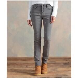 SUNDANCE CATALOG Primrose Gray Sequin Straight Leg Gray Denim Jean // 27
